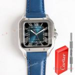 TW Factory Swiss Santos Cartier 39.8mm Blue Leather Strap with Upgrade buckle